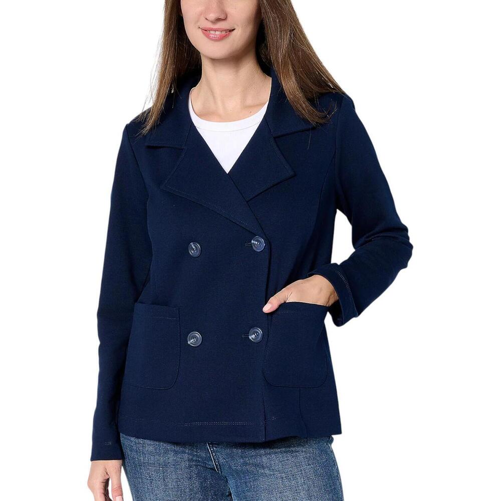 Susan Graver Women's Marina Knit Peacoat Navy - Regular